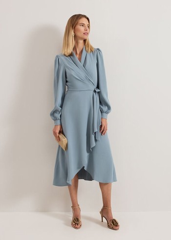 Phase Eight Phillippa Wrap Dress Blue Canada | WLNATV-395